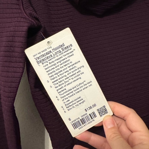 Lululemon vacation hooded balaclava long sleeve nwt size 6 - Picture 3 of 7